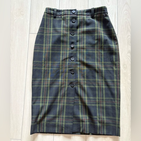 Wilfred Dresses & Skirts - Wilfred Green and Black Plaid Button-Front Pencil Skirt